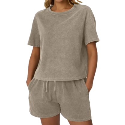 🌿 100% Cotton Women's Y2K Acid Wash 2-Piece Tank Top & Shorts Set