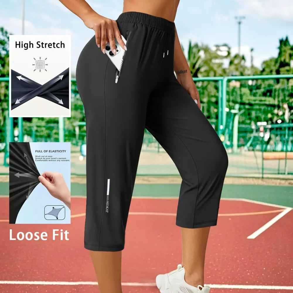 🔥8-Packs $24.99🔥Women's Capris Pants - Summer Drawstring Waist, Zippered Pockets