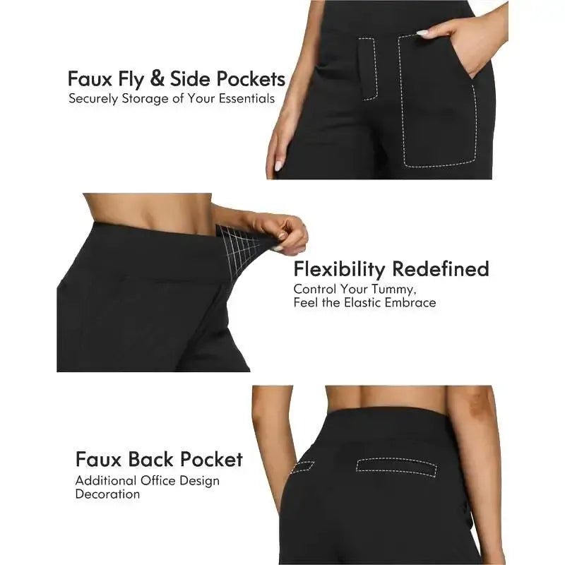 💘 Summer Sale 💘Women’s High-Waist Wide Leg Pants – Business Casual Yoga Dress Pants with Pockets