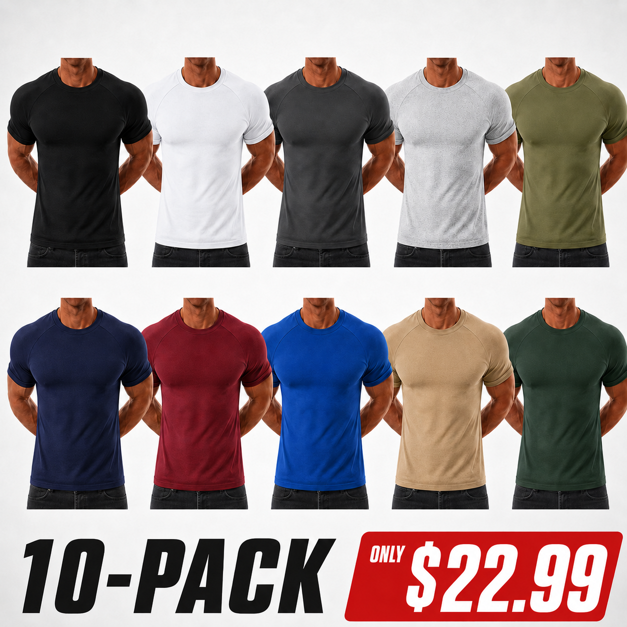 🔥Men's Raglan Sleeve Tee, Athletic Tapered Fit🔥20-Pack Today Only $29.99