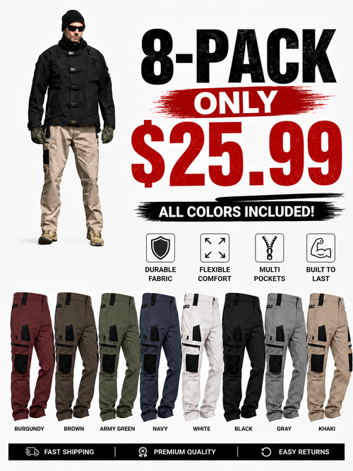 🔥Men's Loose-Fit Utility Jeans🔥8-Pack - All Colors Included, Today Only $25.99