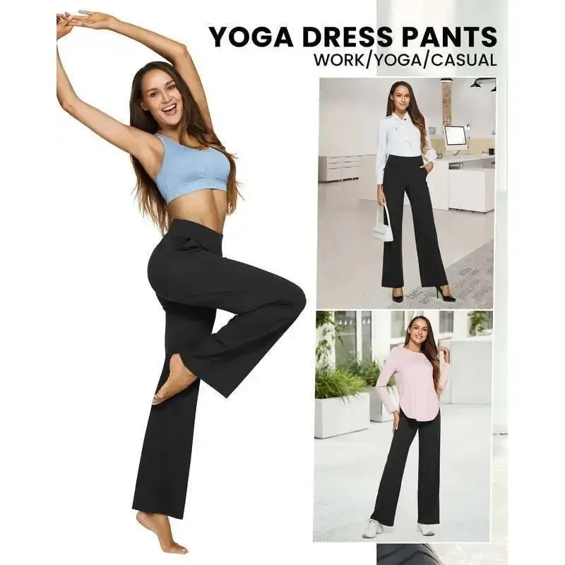 💘 Summer Sale 💘Women’s High-Waist Wide Leg Pants – Business Casual Yoga Dress Pants with Pockets