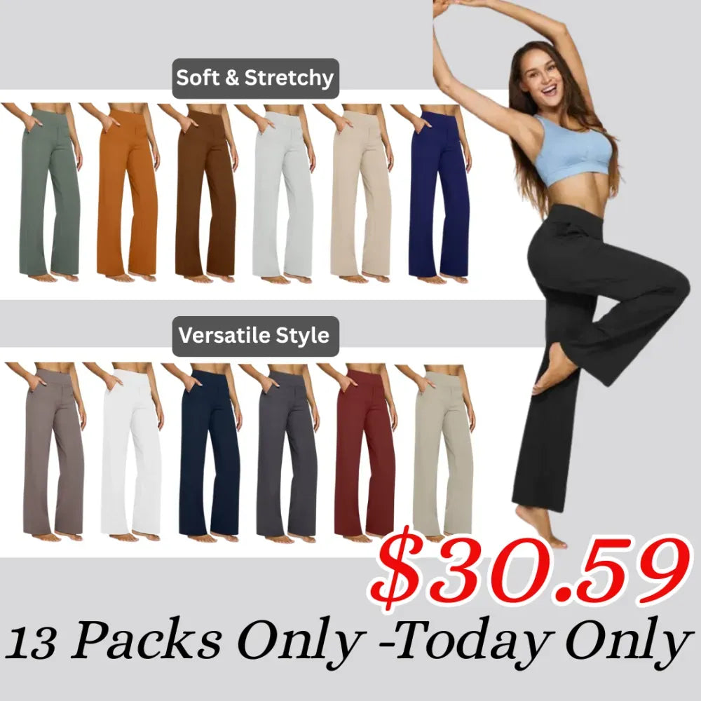 💘 Summer Sale 💘Women’s High-Waist Wide Leg Pants – Business Casual Yoga Dress Pants with Pockets