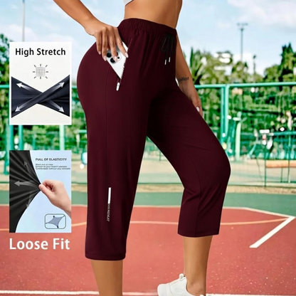 🔥8-Packs $24.99🔥Women's Capris Pants - Summer Drawstring Waist, Zippered Pockets