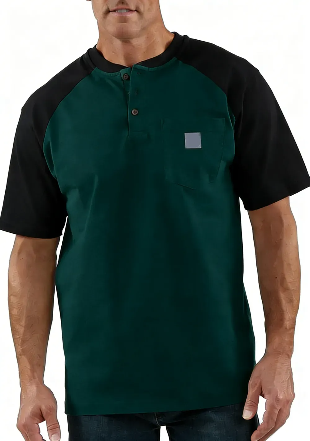 Men's color-blocked short-sleeved shirt