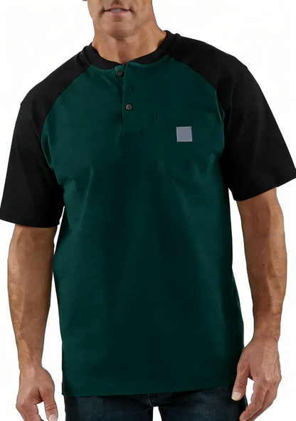 Men's color-blocked short-sleeved shirt
